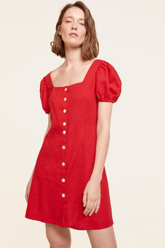 Springfield Short Red Linen Dress royal red
