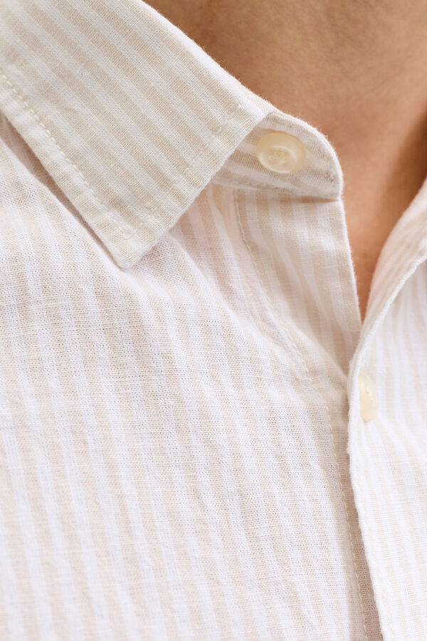 JJ REBEL Linen comfort fit shirt grey