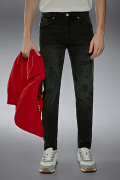 Springfield Jeans comfort skinny noir lavé Pedri x Springfield demi gris