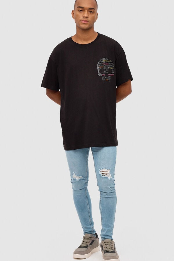 Springfield Camiseta Estampado Calavera negro