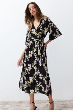 Trendyol Vestido midi estampado negro