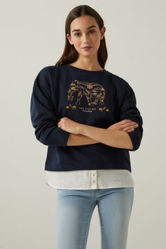 Springfield Sweatshirt „you can do“ Elefant marineblau