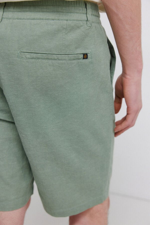 Springfield Bermuda en lin coupe slim confortable vert