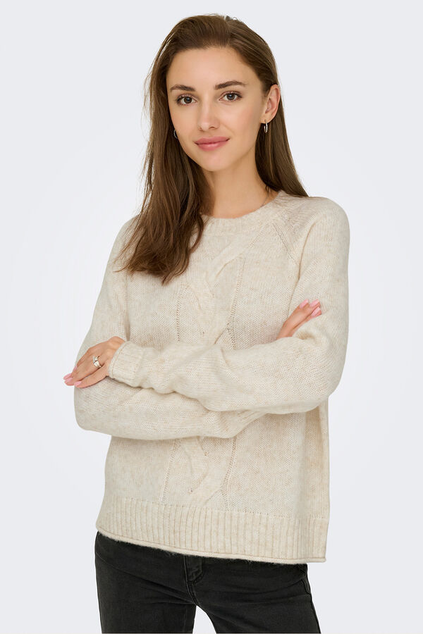 JDY Jersey cuello redondo blanco