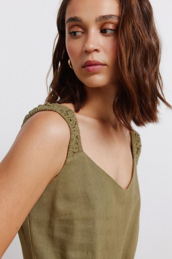 Springfield Linen elasticated strap jumpsuit printed