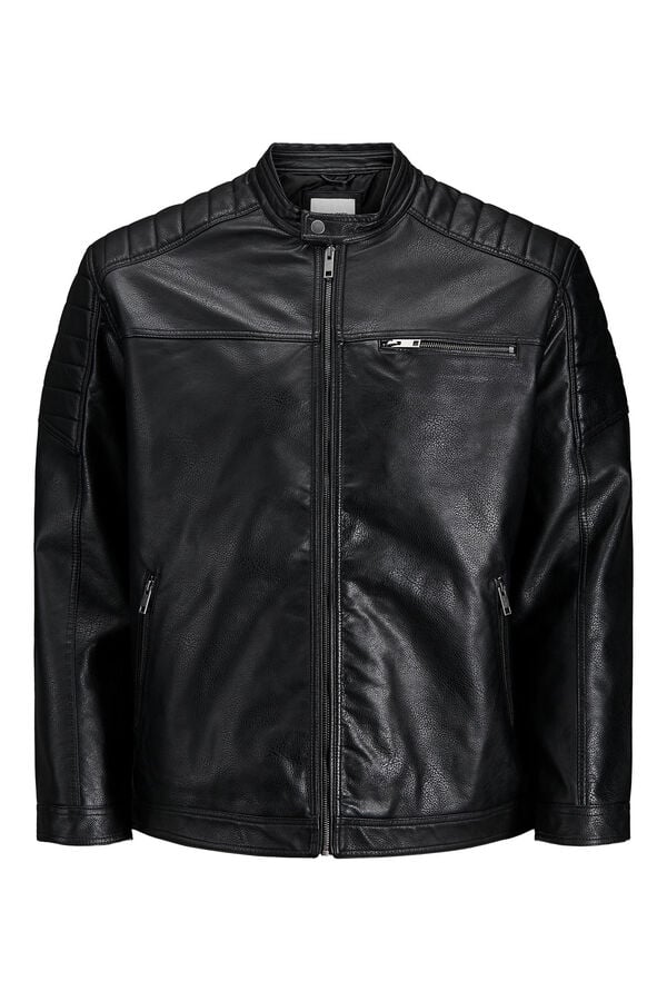 Springfield PLUS faux leather biker jacket black