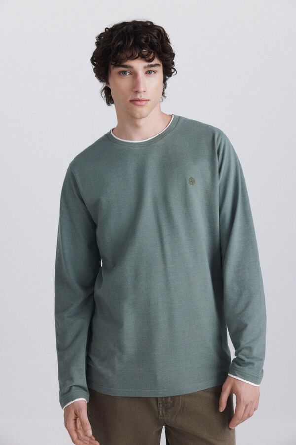 Springfield Melange double neck long sleeve T-shirt green