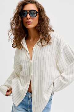Jack & Jones Camisa oversize em linho &agrave;s riscas