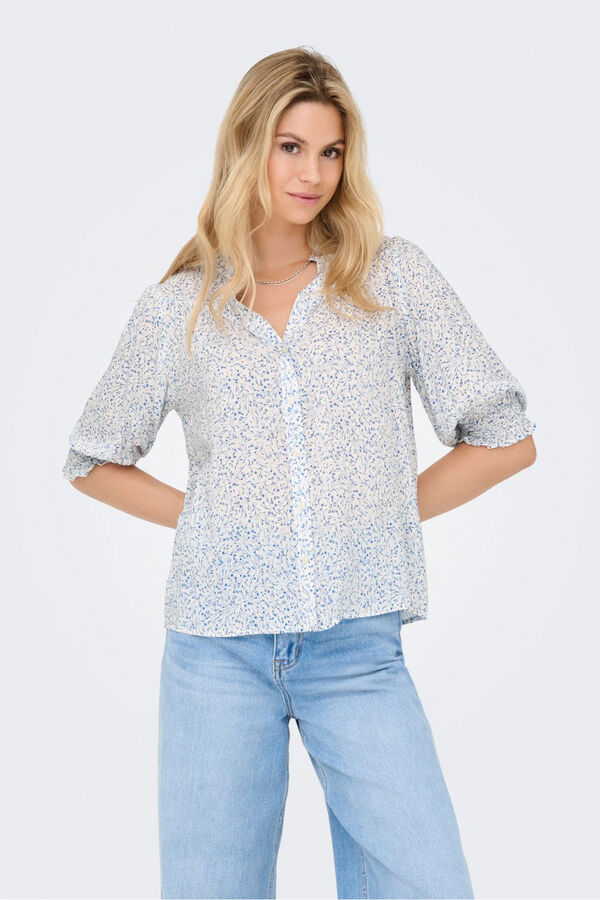 Only Elastic 3/4 sleeve shirt white