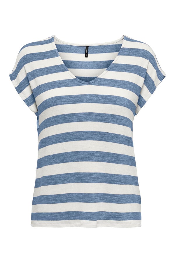 Springfield Striped V-neck T-shirt plava