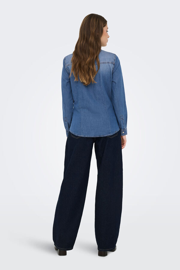 Only lang&auml;rmelig Jeanshemd Blau