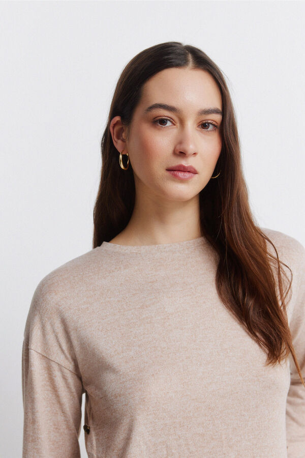 Springfield Combined T-shirt with side buttons brown