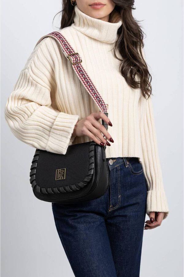 Refresh Mala de ombro com fecho de aba preto