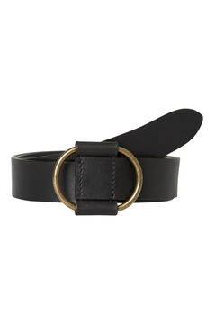 Pieces Leather belt with round buckle noir