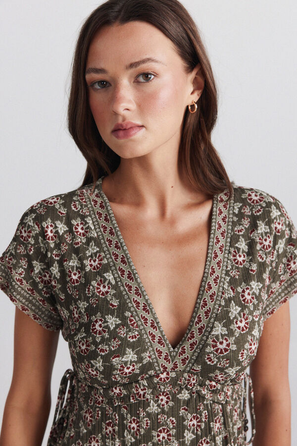 Springfield Dress with ruffle waist printed