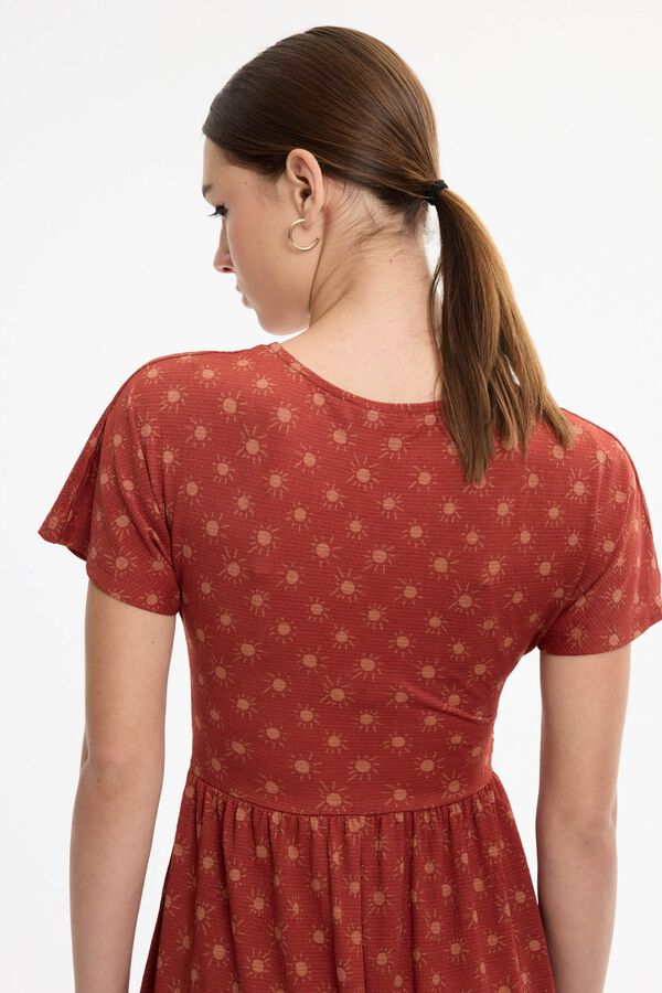 Inside Vestido midi estampado vermelho