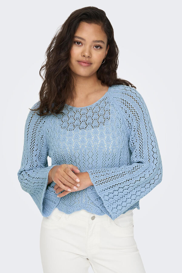 Springfield Openwork jersey-knit cropped jumper blue mix