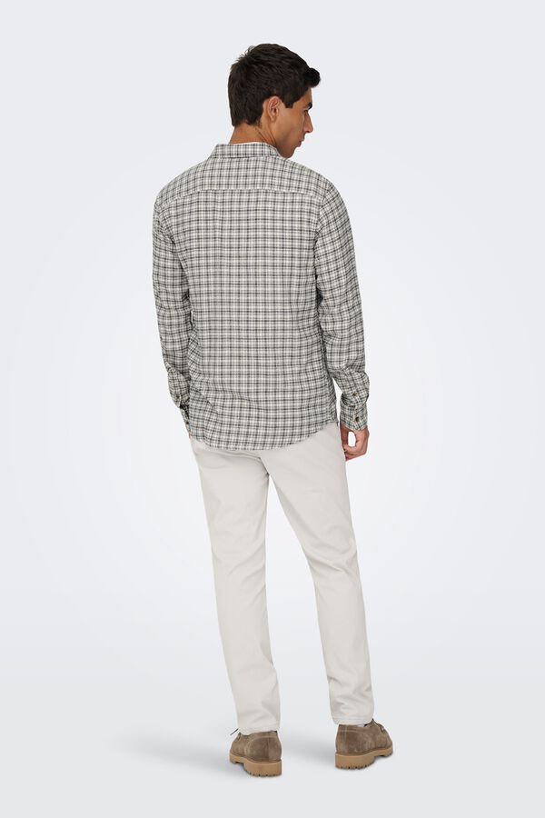 Only & Sons Camisa manga larga cuadros blanco