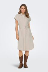 Springfield Vestido midi camisero beige medio