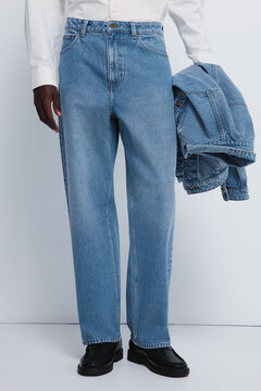 Springfield Cal&ccedil;a jeans larga com lavagem m&eacute;dia