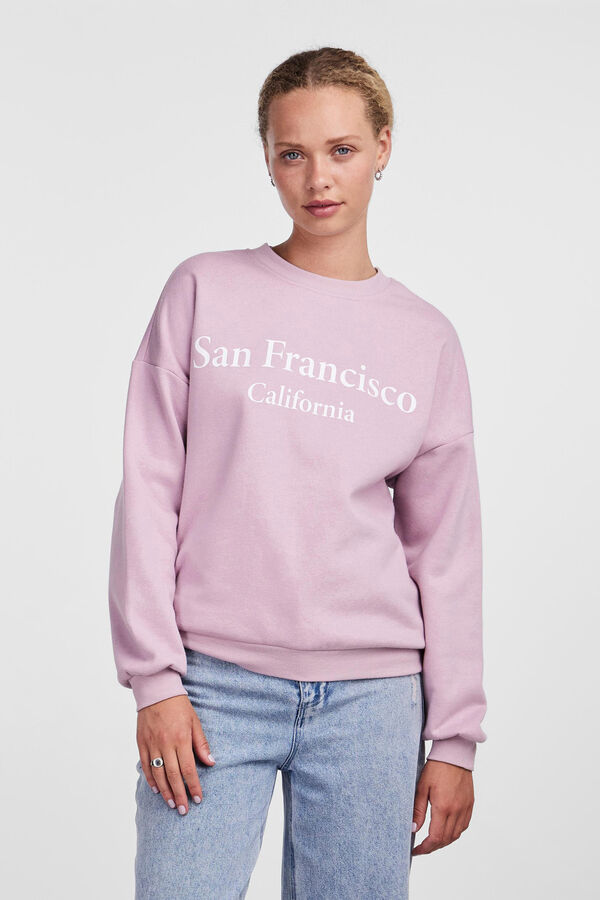 Springfield Sweatshirt de mulher, de manga comprida e gola fechada. rosa