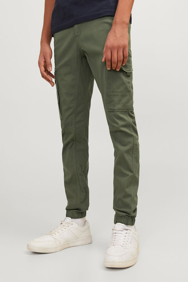 Jack & Jones Junior Pantal&oacute;n cargo slim verde