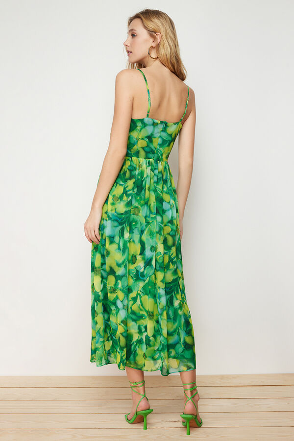 Trendyol Vestido largo estampado verde