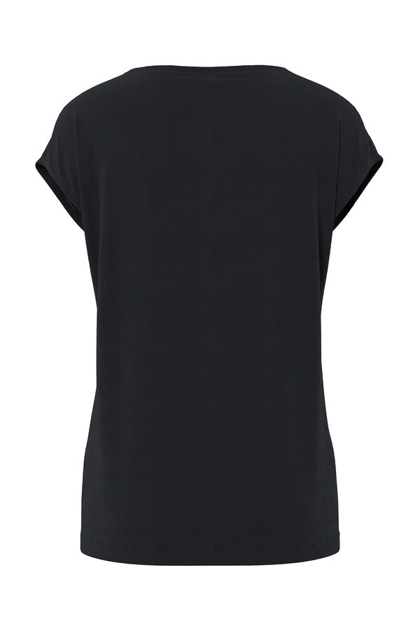 Pieces Cooles T-Shirt mit V-Ausschnitt Schwarz