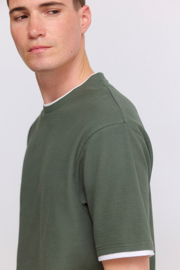 Springfield Double waffle T-shirt green