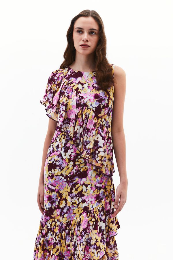 Oxxo Vestido midi asim&eacute;trico rosa