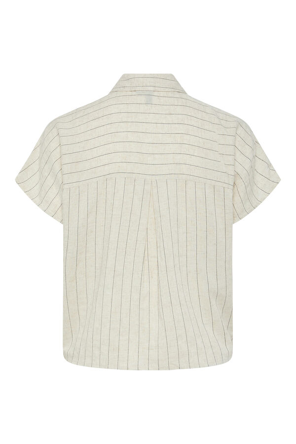 Pieces Camisa de manga corta con nudo y lino gris