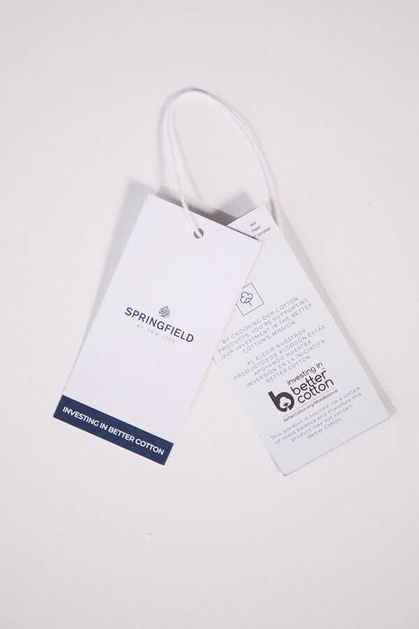 Springfield Camiseta cuello camisero combinada gris