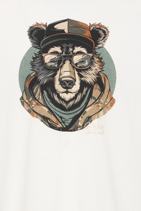 Blend T-shirt Manga Curta Print  branco