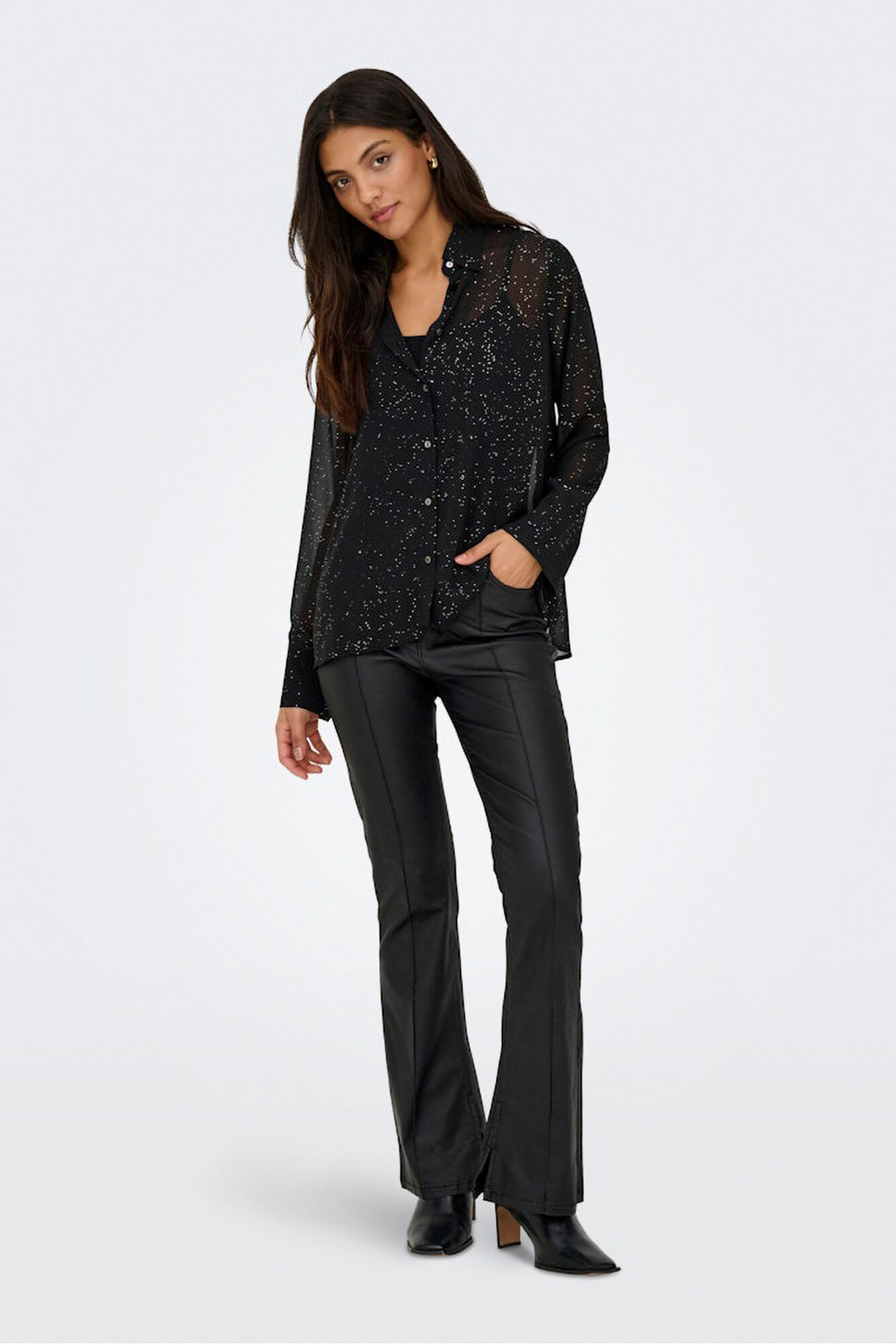 Only Camisa de chiffon com glitter
