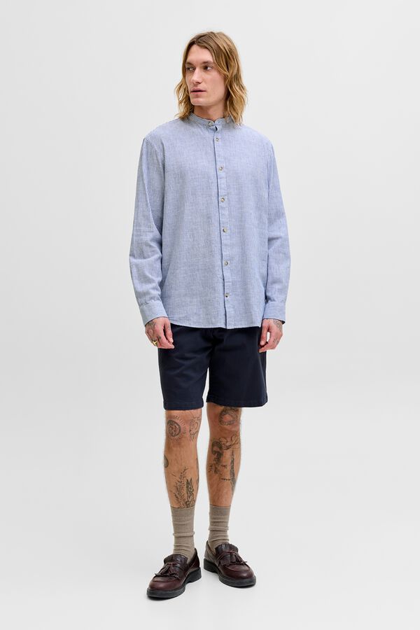 Jack & Jones Mandarin collar regular fit shirt blue