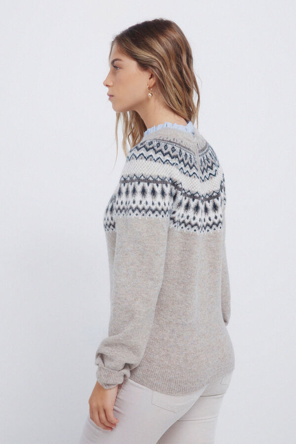 Springfield Jersey cenefa jacquard cuello combinado gris