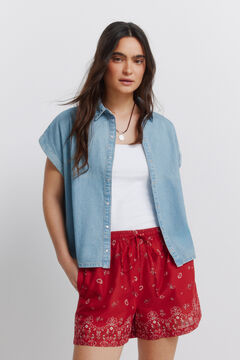 Springfield Camisa denim de manga curta