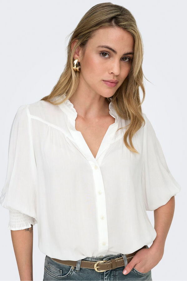 Only Elastic 3/4 sleeve shirt white