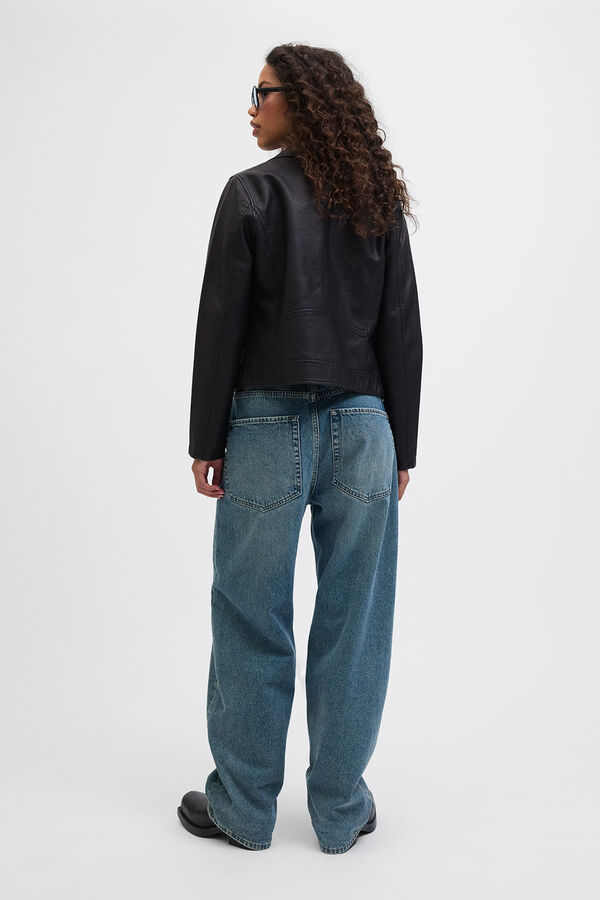 Jack & Jones Faux leather biker jacket black