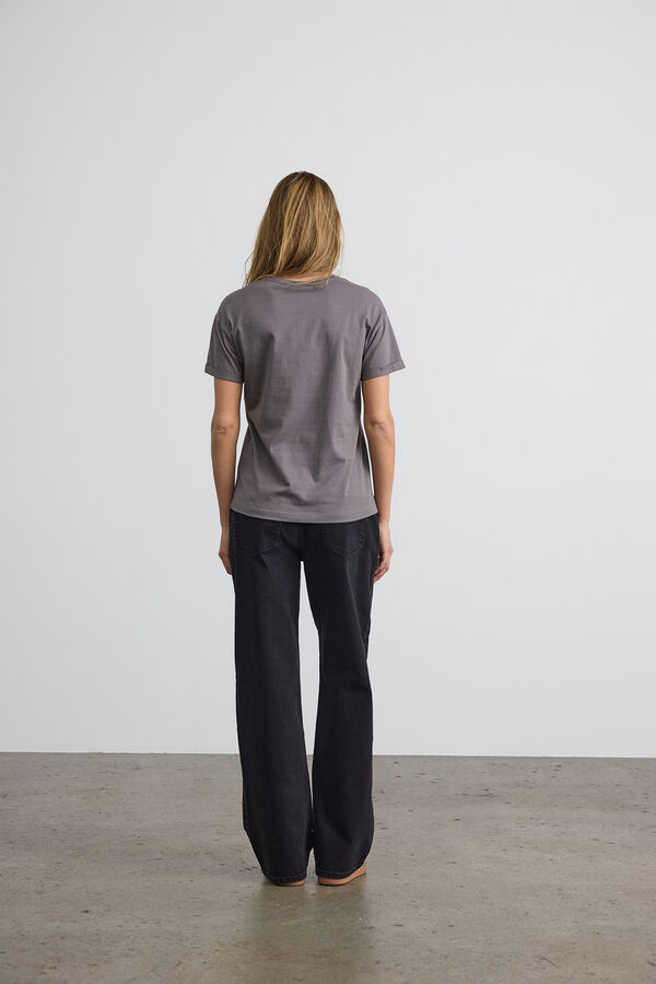 Noisy May Camisa de manga corta con estampado frontal gris