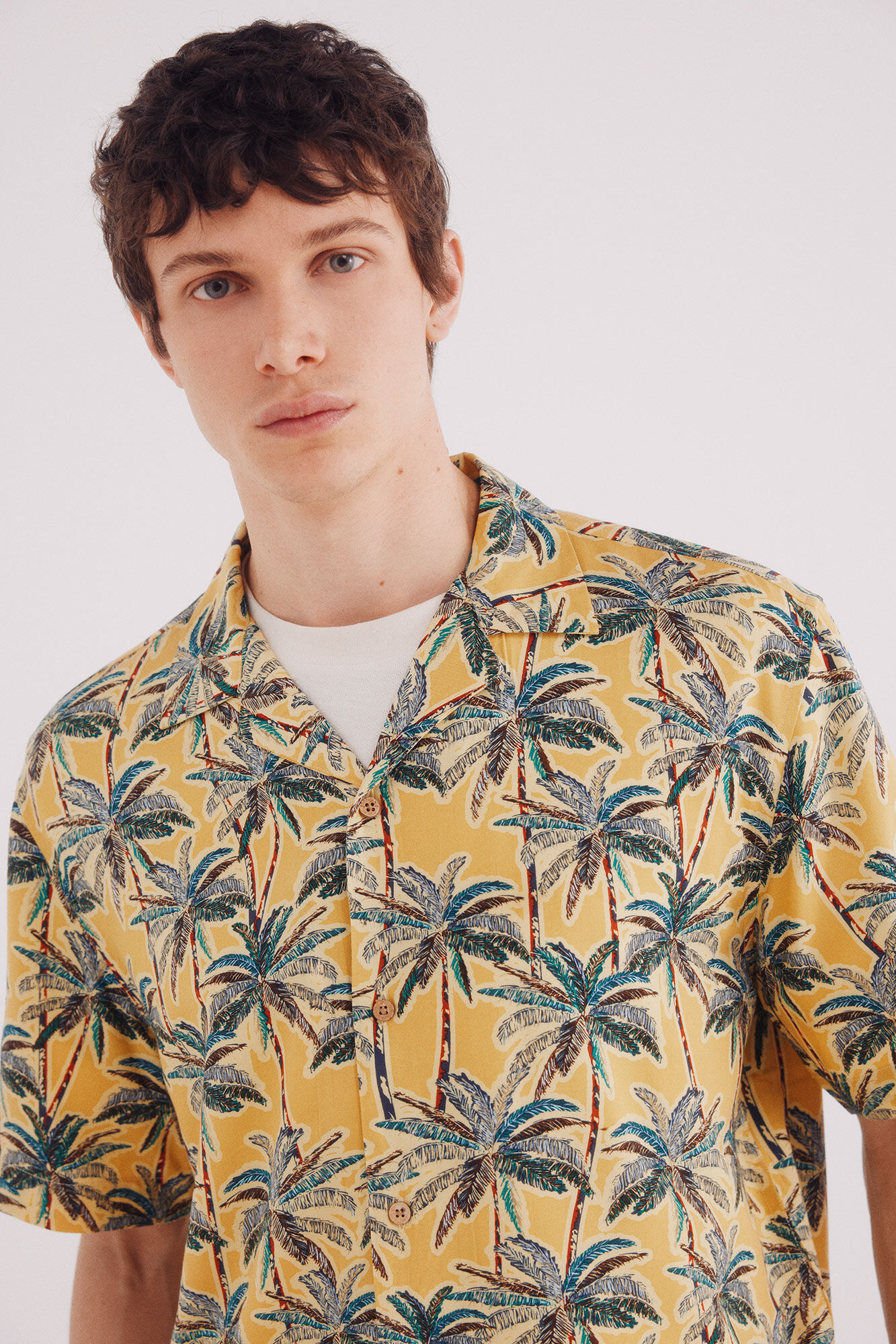 print viscose short sleeve shirt