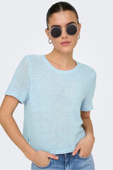 Only Strick-Kurzarm-Shirt Blau