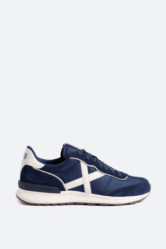 Springfield Munich men's trainers in navy with split cow leather and nylon. navy