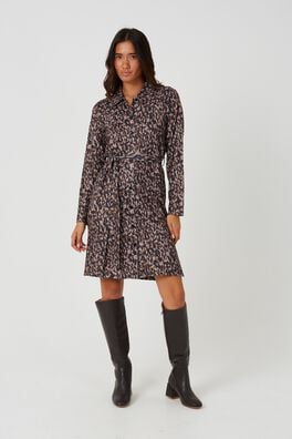 Vestido camisero corto animal print