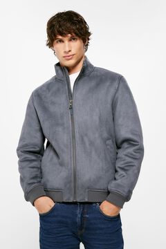 Springfield Double-faced high neck jacket steel blue
