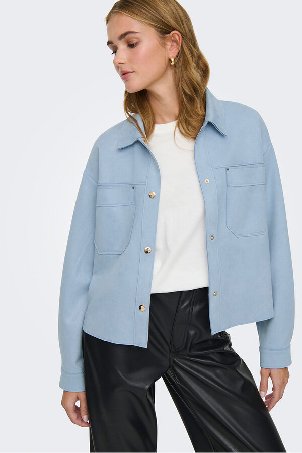 JDY Lightweight suede jacket blue