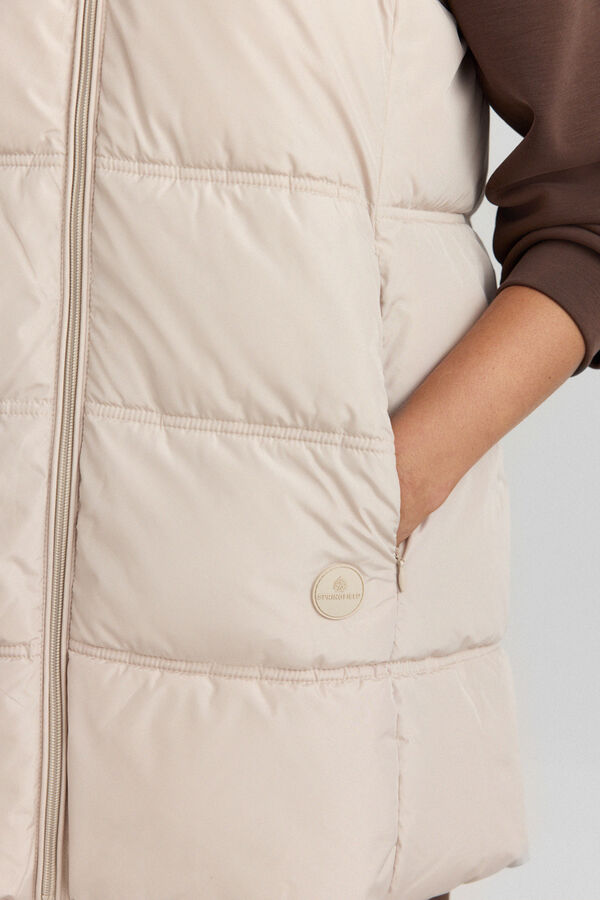 Springfield Long down gilet with hood nude