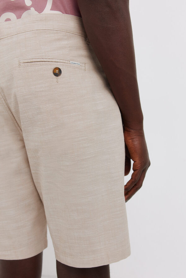 Springfield Bermude od chambray tkanine udobnog slim fit kroja Bež
