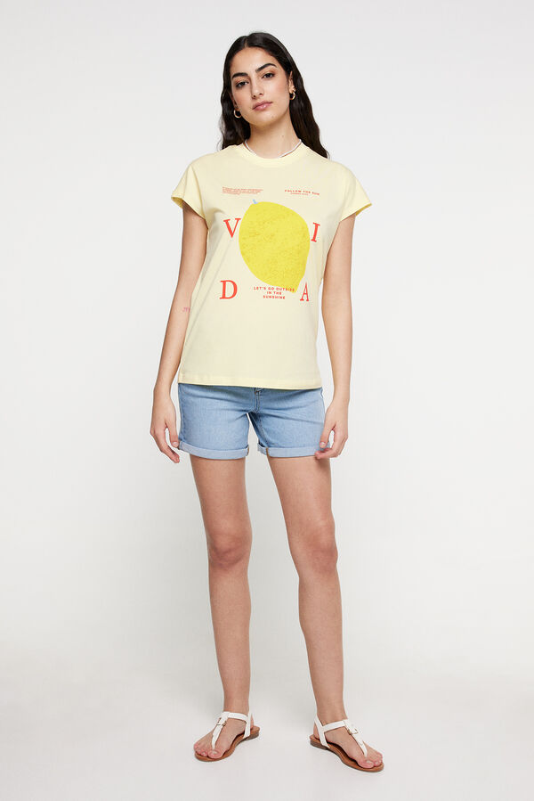 Springfield Oversize printed T-shirt žuta