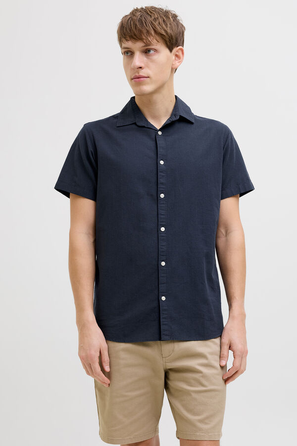 JJ REBEL Linen comfort fit shirt blue